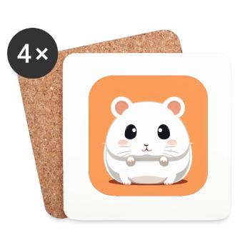 Niedliche Cartoon Hamster Liebe Haustier 6 - Untersetzer (4er-Set) - Weiß - Vorne