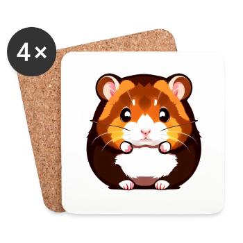 Cute Cartoon Hamster Love Pet 12 - Coasters (set of 4) - white - Front