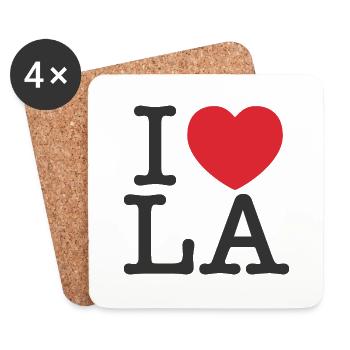 J’aime LE | J’adore Los Angeles | I Heart LA - Dessous de verre (lot de 4) - blanc - Devant