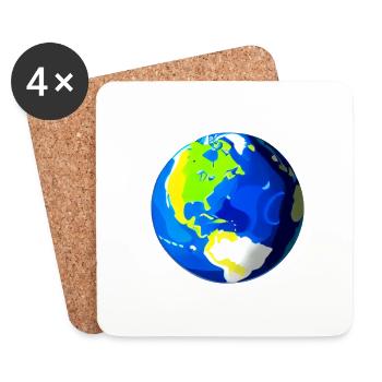 Mignon dessin animé représentation de la planète Terre 2 - Dessous de verre (lot de 4) - blanc - Devant