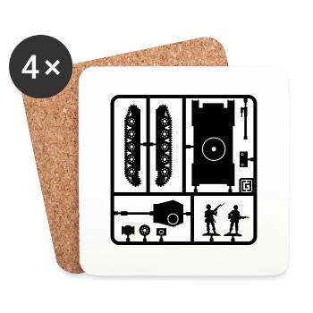 Toy Soldiers and Tank - Coasters (set of 4) - white - Front