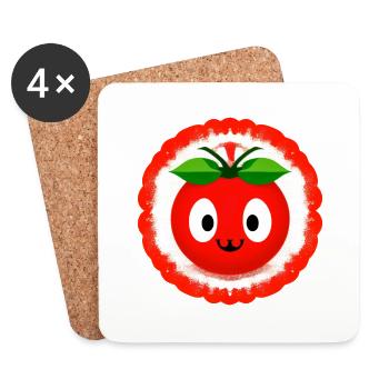 Tomate Comic Tomato Sweet Cartoon 14 - Dessous de verre (lot de 4) - blanc - Devant