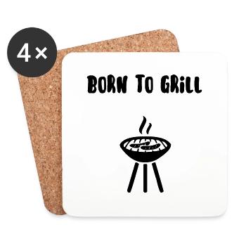 Zum Grillen geboren - Untersetzer (4er-Set) - Weiß - Vorne