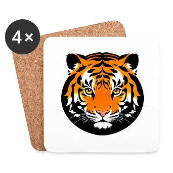 Comic Tiger Mignon Drôle Cool Dessin animé 20 - Dessous de verre (lot de 4) - blanc - Devant