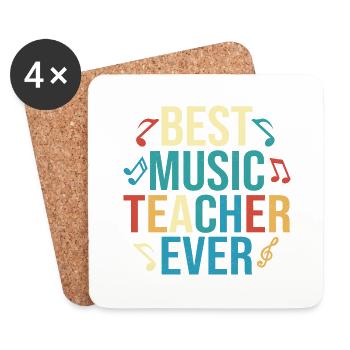 Best Music Teacher Ever Notes Instruments Educatio - Coasters (set of 4) - white - Front