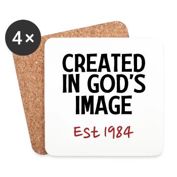 Créé à l’image de Dieu est 1984 - Dessous de verre (lot de 4) - blanc - Devant