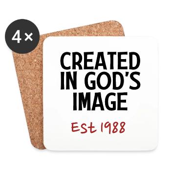 Créé à l’image de Dieu en 1988 - Dessous de verre (lot de 4) - blanc - Devant