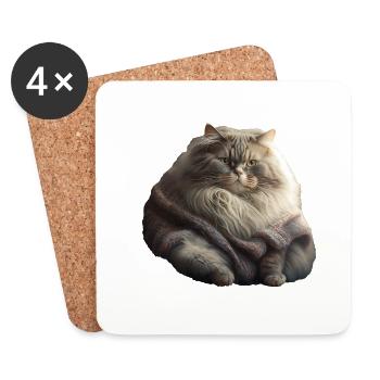 Mignon Cat Tricoté Pull - Dessous de verre (lot de 4) - blanc - Devant