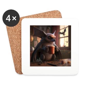 Bat Coffee Caffeine Lusitg - Coasters (set of 4) - white - Front