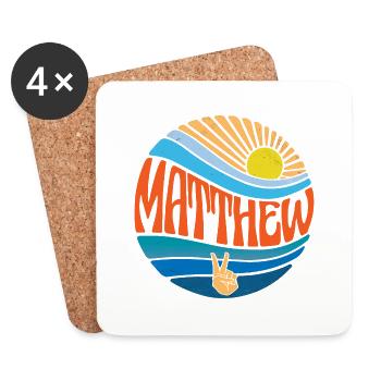 Matthew Shirt Vintage Sunset Matthew Groovy Tie - Coasters (set of 4) - white - Front