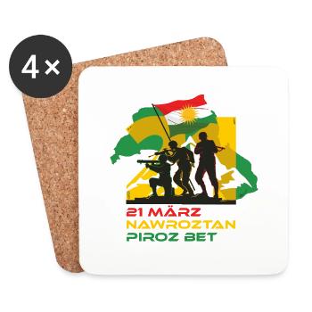 Soldats avec le drapeau du Kurdstan Nawroz 0003 - Dessous de verre (lot de 4) - blanc - Devant