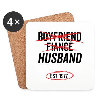 Boyfriend Fiancé Husband Est 1977 - Coasters (set of 4) - white - Front