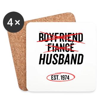 Boyfriend Fiancé Husband Est 1974 - Coasters (set of 4) - white - Front