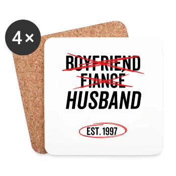 Boyfriend Fiancé Husband Est 1997 - Coasters (set of 4) - white - Front