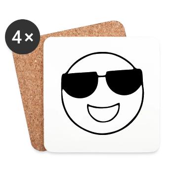 Emoji Skizze Sonnenbrille schwarz - Untersetzer (4er-Set) - Weiß - Vorne