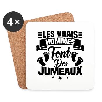 Les vrais hommes font des jumeaux - Dessous de verre (lot de 4) - blanc - Devant