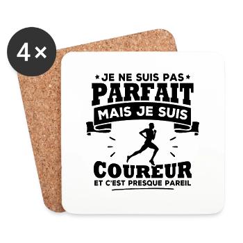 Pas parfait mais je suis coureur - Dessous de verre (lot de 4) - blanc - Devant