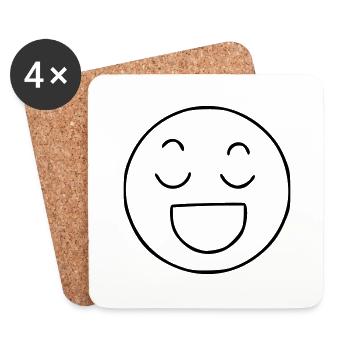 Emoji sketch happy black - Dessous de verre (lot de 4) - blanc - Devant