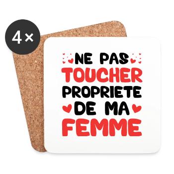 Ne pas toucher propriété de ma femme - Dessous de verre (lot de 4) - blanc - Devant