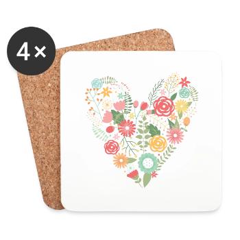 Flower Heart Love Mother's Day Spring - Coasters (set of 4) - white - Front