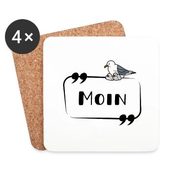 MOIN Möwe Nest Möwenmutter norddeutsch Schriftzug - Untersetzer (4er-Set) - Weiß - Vorne
