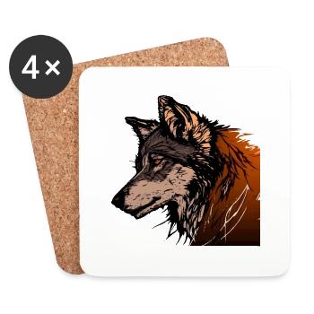 Der Wolf - Untersetzer (4er-Set) - Weiß - Vorne