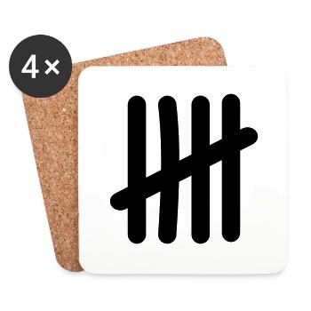 Strichliste Symbol - 5 Striche - Untersetzer (4er-Set) - Weiß - Vorne