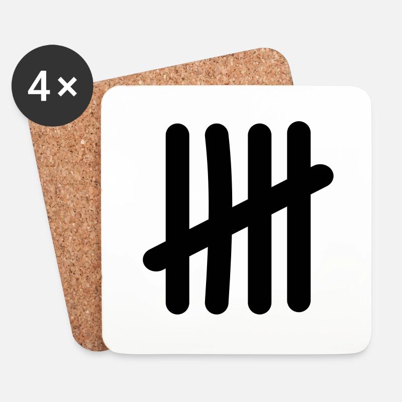 Strichliste Symbol - 5 Striche - Untersetzer (4er-Set) - Weiß