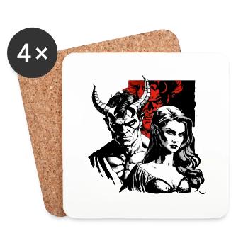 The Devil and the Witch - Coasters (set of 4) - white - Front