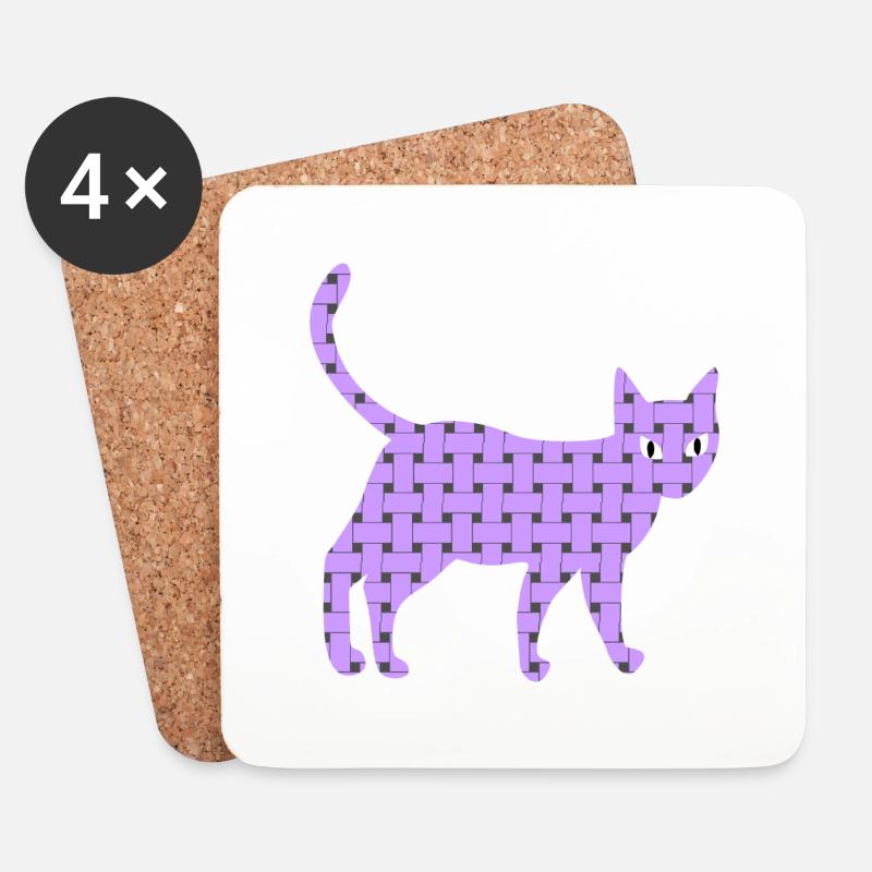 künstlerische Katze mit lila Gewebe - Untersetzer (4er-Set) - Weiß