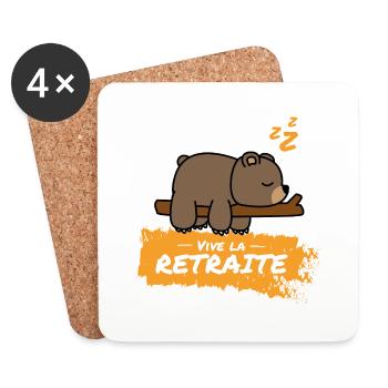 Vive la retraite ! Cadeau humour pour retraité - Dessous de verre (lot de 4) - blanc - Devant