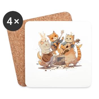 The cat band - Coasters (set of 4) - white - Front