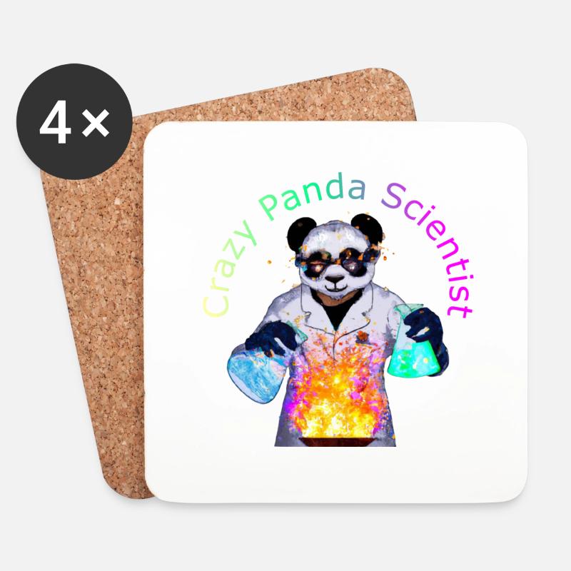Crazy Panda Scientist - Untersetzer (4er-Set) - Weiß