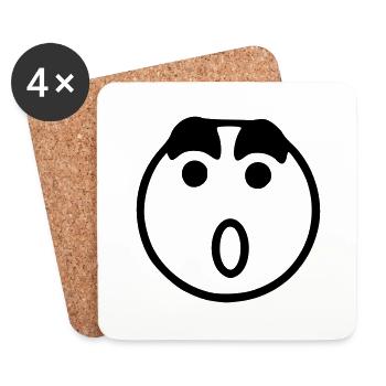 Emoji Skizze überrascht schwarz - Untersetzer (4er-Set) - Weiß - Vorne