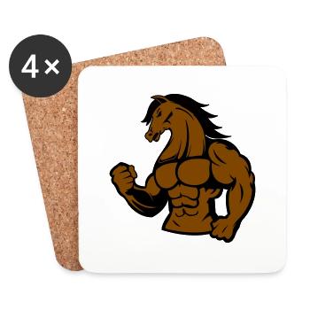 Cheval fort - Dessous de verre (lot de 4) - blanc - Devant