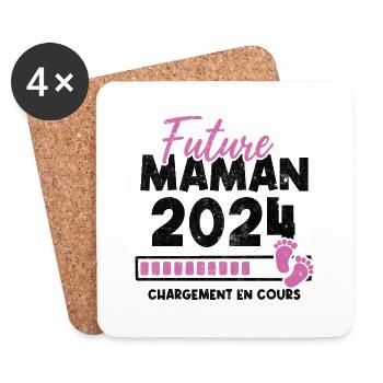 Future maman 2024 chargement en cours - Dessous de verre (lot de 4) - blanc - Devant