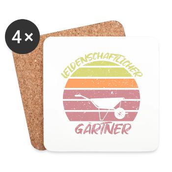 Gärtner Schubkarre im Sonnenuntergang - Untersetzer (4er-Set) - Weiß - Vorne