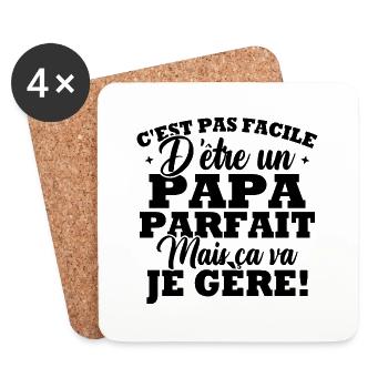 C est pas facile d être un papa parfait - Dessous de verre (lot de 4) - blanc - Devant