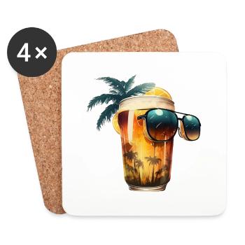 Summer Sunglasses Palms and Beer - Coasters (set of 4) - white - Front
