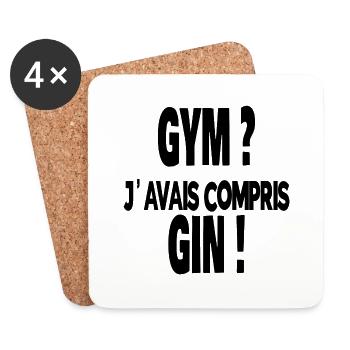 gym ? j'avais compris gin ! - Dessous de verre (lot de 4) - blanc - Devant