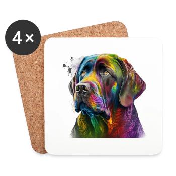 Chien coloré dans la conception d’art splash - pour tout le monde - Dessous de verre (lot de 4) - blanc - Devant