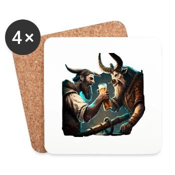 Seeman se bat pour sa bière. Motif cool - Dessous de verre (lot de 4) - blanc - Devant