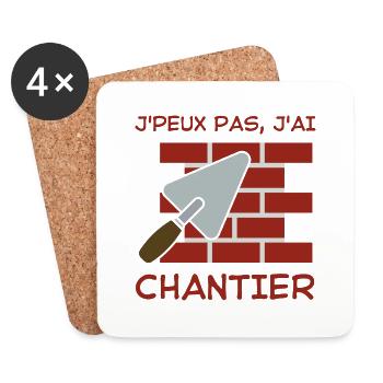 Maçon chantier - Dessous de verre (lot de 4) - blanc - Devant