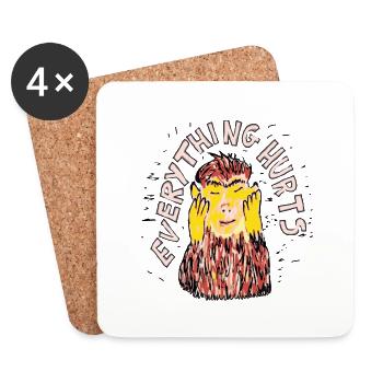 Everything hurts - Coasters (set of 4) - white - Front