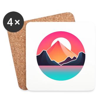 Mountain Landscape Geometric Art - Coasters (set of 4) - white - Front