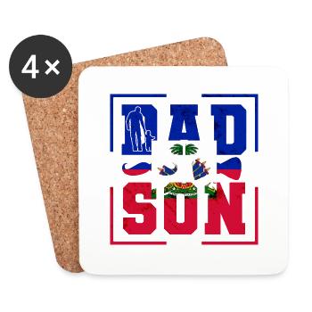 Haïti Drapeau Haïtien Père Enfant I Cadeau - Dessous de verre (lot de 4) - blanc - Devant