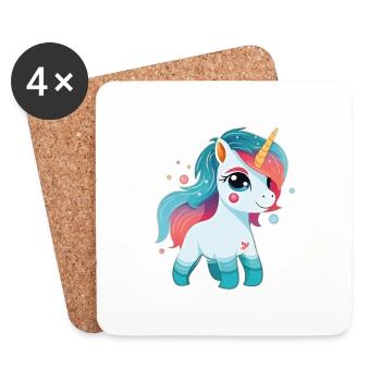Cute Little Unicorn - Coasters (set of 4) - white - Front