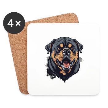 Rottweiler - Untersetzer (4er-Set) - Weiß - Vorne