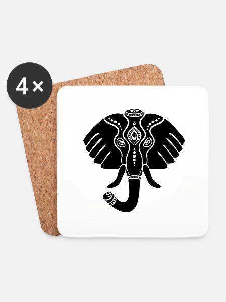 Symbol eines indischen Elefanten, Kultur Indiens - Untersetzer (4er-Set) - Weiß