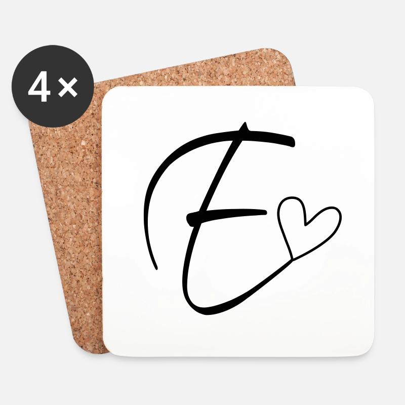 Buchstabe E Buchstabe-E Kalligrafie - Untersetzer (4er-Set) - Weiß